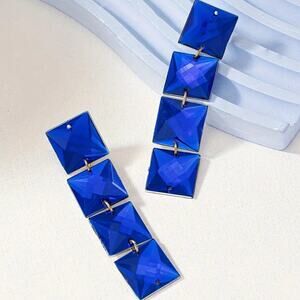 Royal Blue Jeweled Drop Earrings